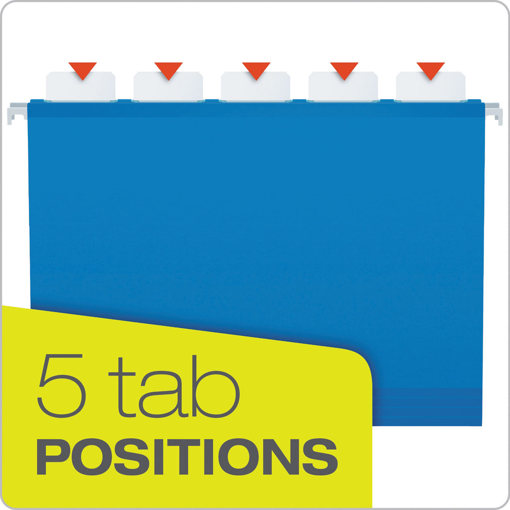 Ready-Tab Extra Capacity Reinforced Colored Hanging Folders, Letter Size, 1/5-Cut Tabs, Assorted Colors, 20/Box