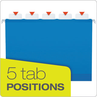 Ready-Tab Extra Capacity Reinforced Colored Hanging Folders, Letter Size, 1/5-Cut Tabs, Assorted Colors, 20/Box
