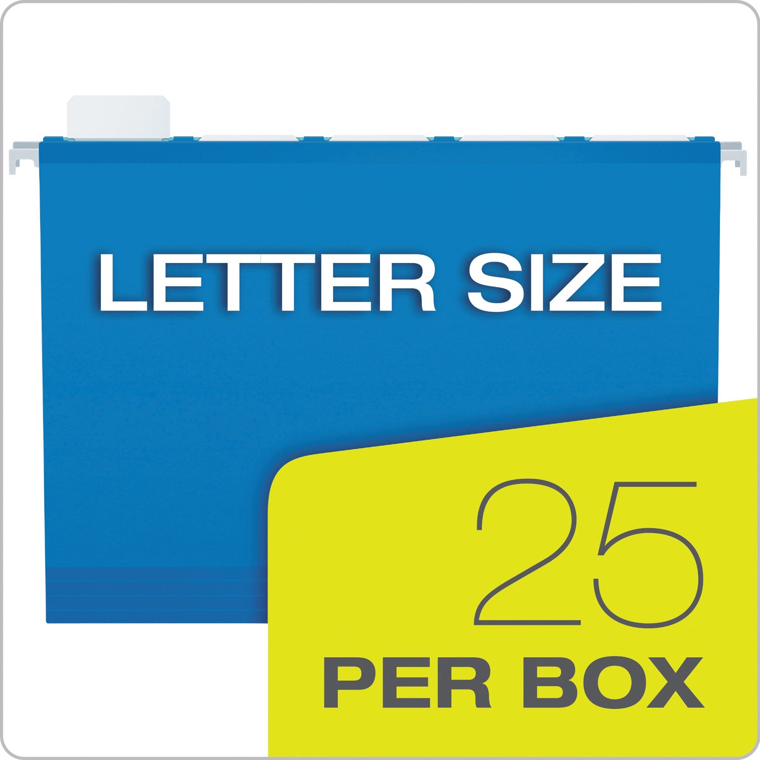 Ready-Tab Colored Reinforced Hanging Folders, Letter Size, 1/5-Cut Tabs, Blue, 25/Box - 