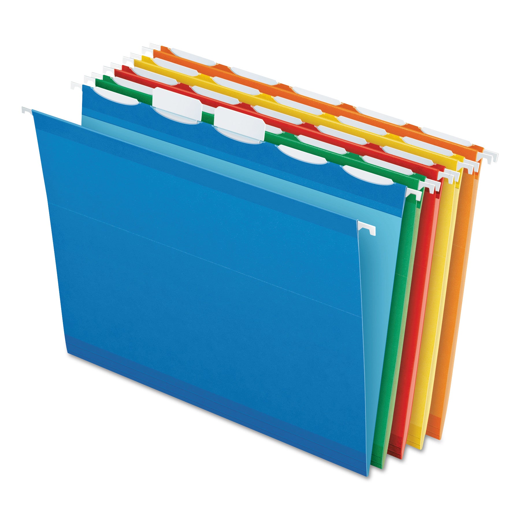 Ready-Tab Colored Reinforced Hanging Folders, Letter Size, 1/5-Cut Tabs, Assorted Colors, 25/Box - 