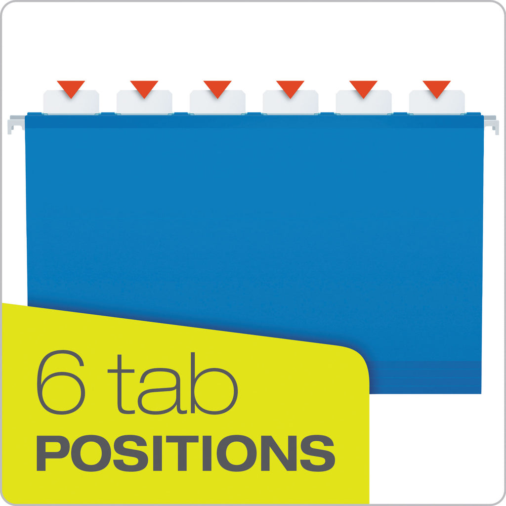 Ready-Tab Extra Capacity Reinforced Colored Hanging Folders, Legal Size, 1/6-Cut Tabs, Assorted Colors, 20/Box