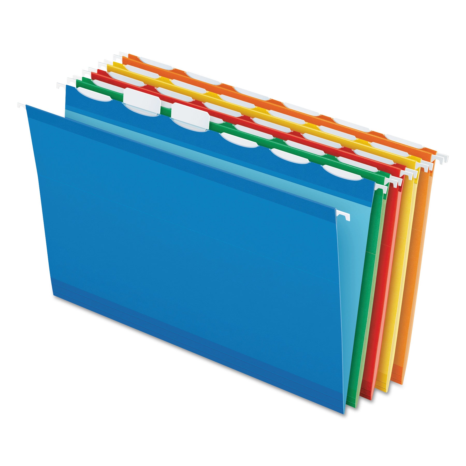 Ready-Tab Colored Reinforced Hanging Folders, Legal Size, 1/6-Cut Tabs, Assorted Colors, 25/Box - 