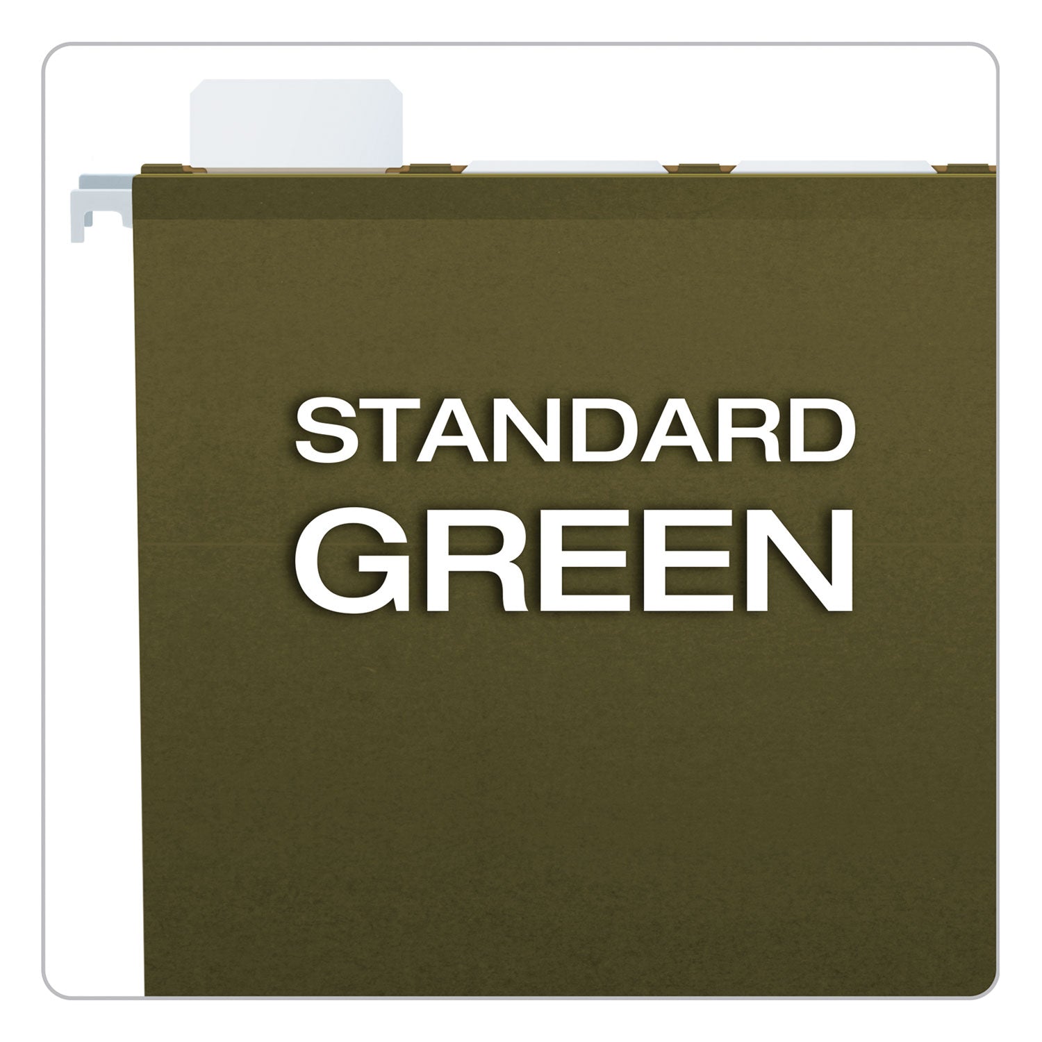 Ready-Tab Extra Capacity Reinforced Colored Hanging Folders, Letter Size, 1/5-Cut Tabs, Standard Green, 20/Box - 