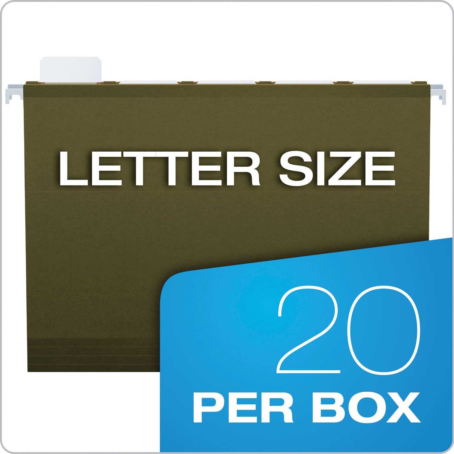 Ready-Tab Extra Capacity Reinforced Colored Hanging Folders, Letter Size, 1/5-Cut Tabs, Standard Green, 20/Box