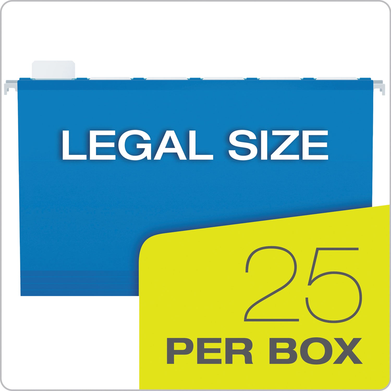 SureHook Reinforced Extra-Capacity Hanging Box File, 1 Section, 2" Capacity, Legal Size, 1/5-Cut Tabs, Blue, 25/Box - 