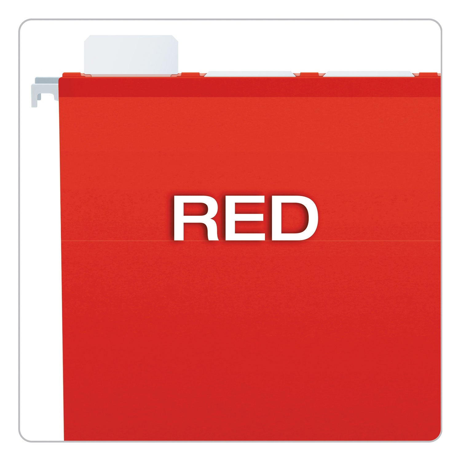 Ready-Tab Colored Reinforced Hanging Folders, Letter Size, 1/5-Cut Tabs, Red, 25/Box - 