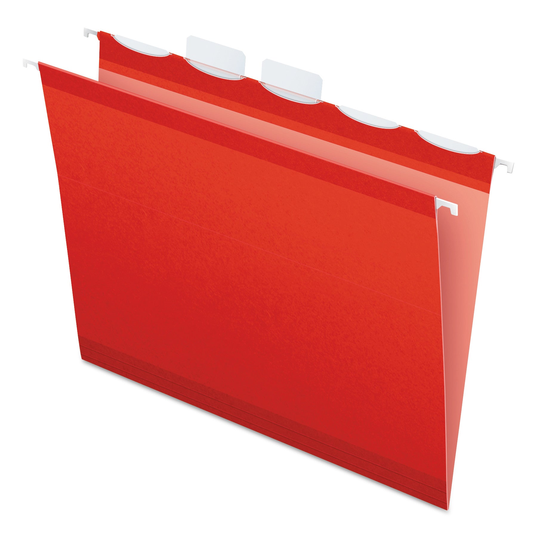 Ready-Tab Colored Reinforced Hanging Folders, Letter Size, 1/5-Cut Tabs, Red, 25/Box - 