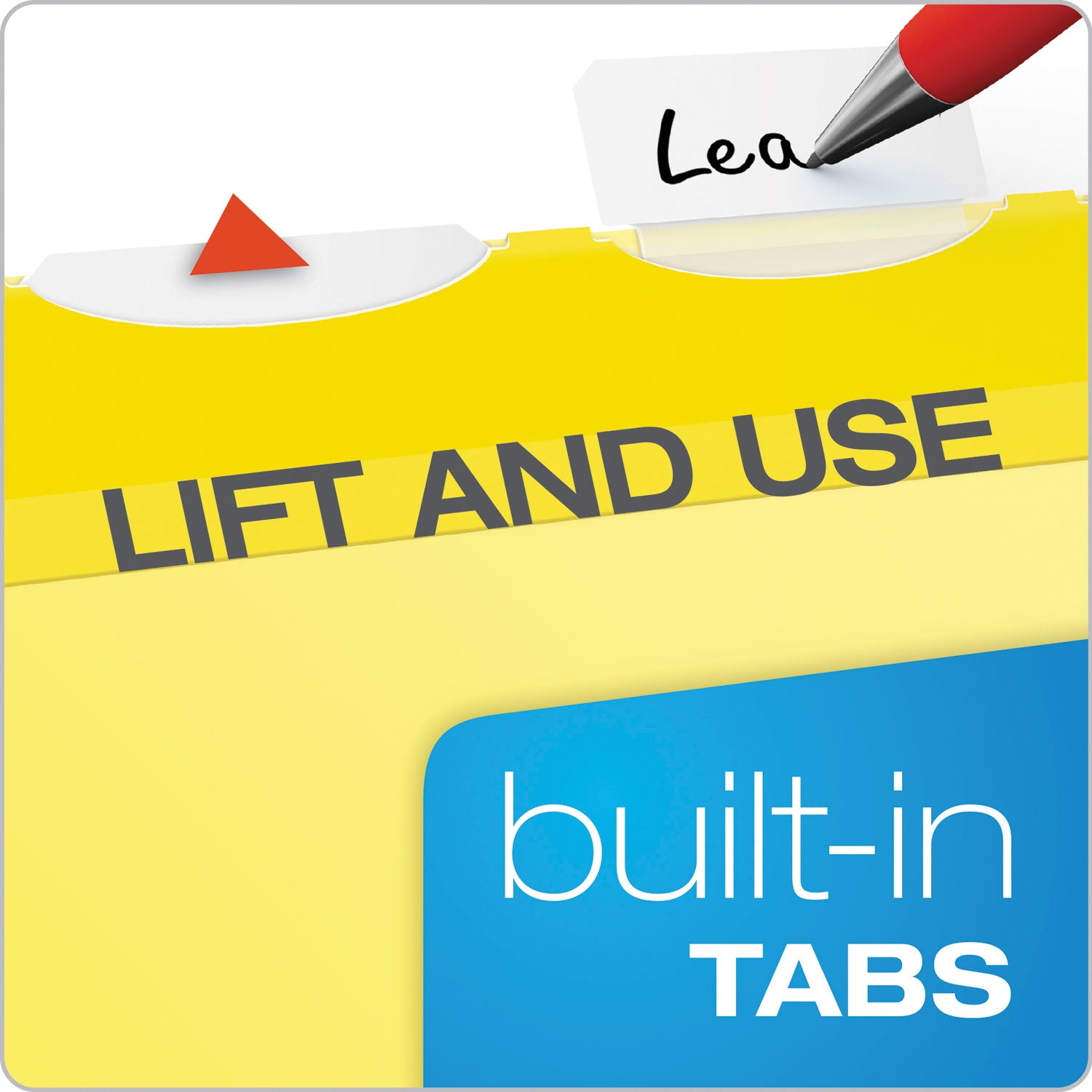 Ready-Tab Colored Reinforced Hanging Folders, Letter Size, 1/5-Cut Tabs, Yellow, 25/Box