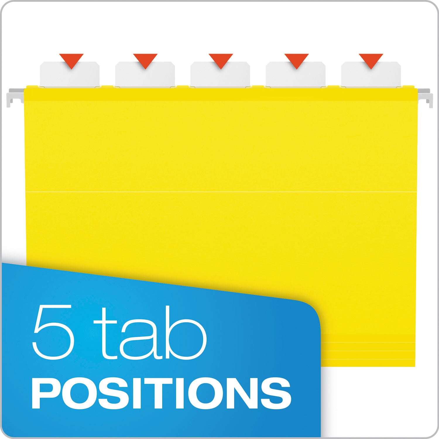 Ready-Tab Colored Reinforced Hanging Folders, Letter Size, 1/5-Cut Tabs, Yellow, 25/Box - 