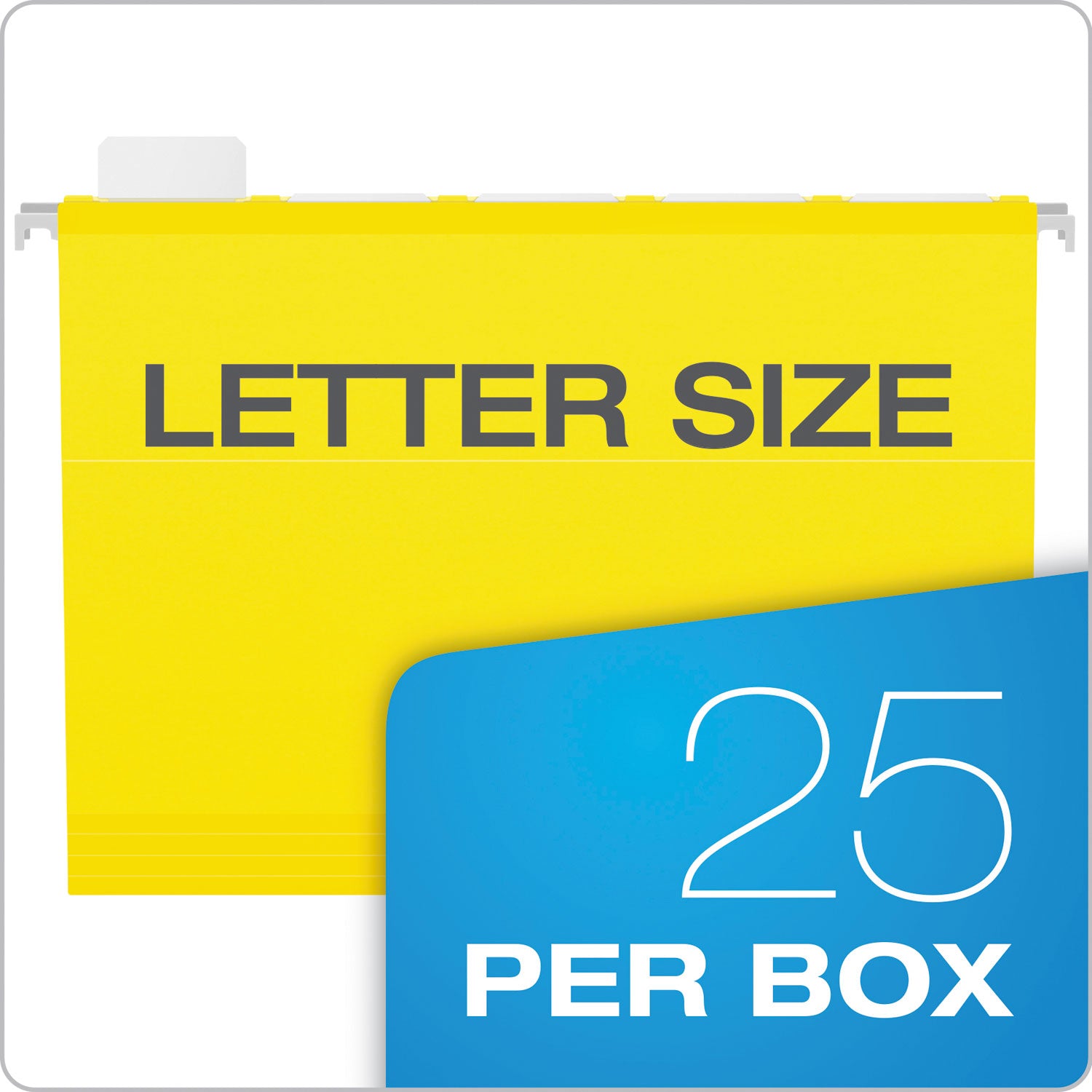 Ready-Tab Colored Reinforced Hanging Folders, Letter Size, 1/5-Cut Tabs, Yellow, 25/Box - 