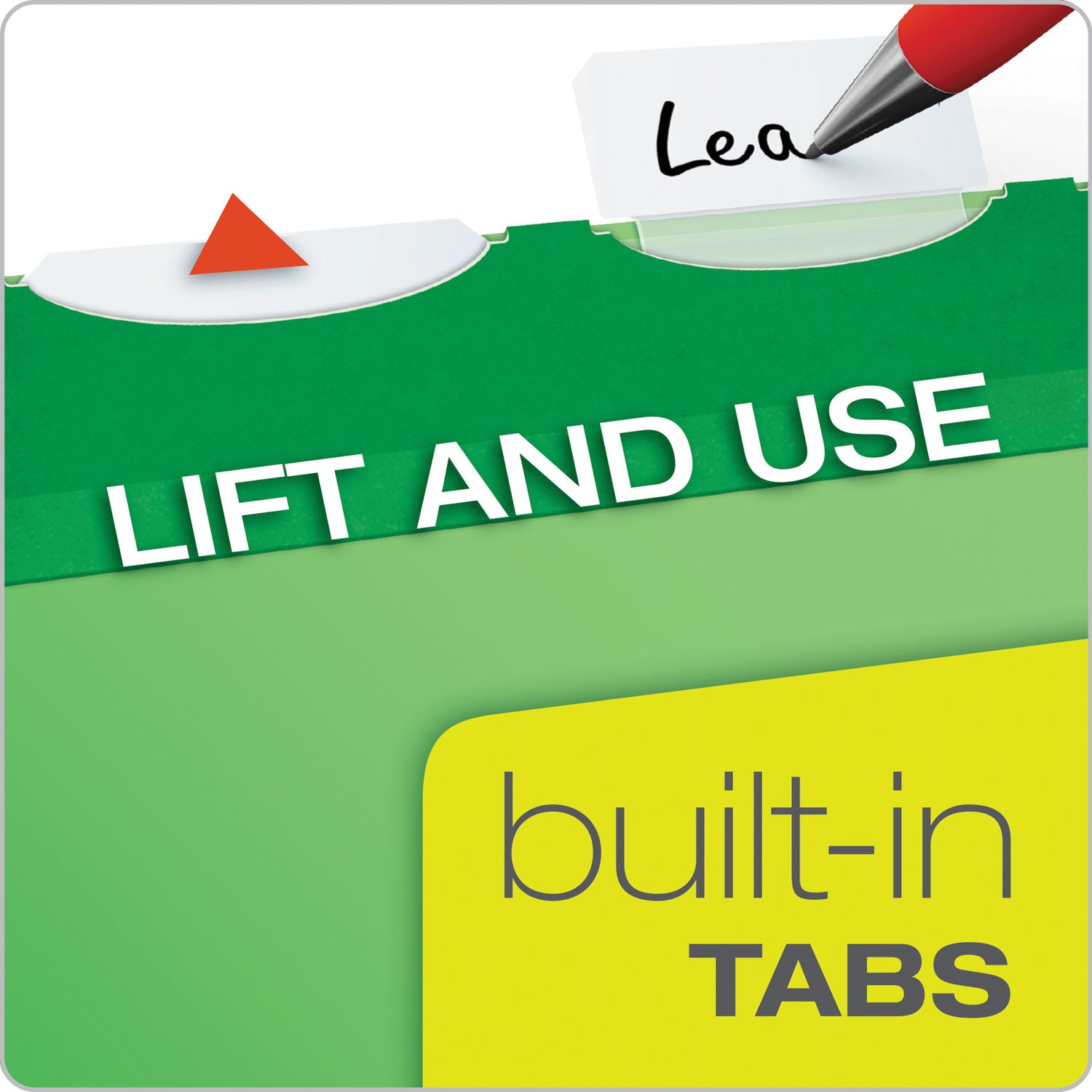 Ready-Tab Colored Reinforced Hanging Folders, Letter Size, 1/5-Cut Tabs, Bright Green, 25/Box - 