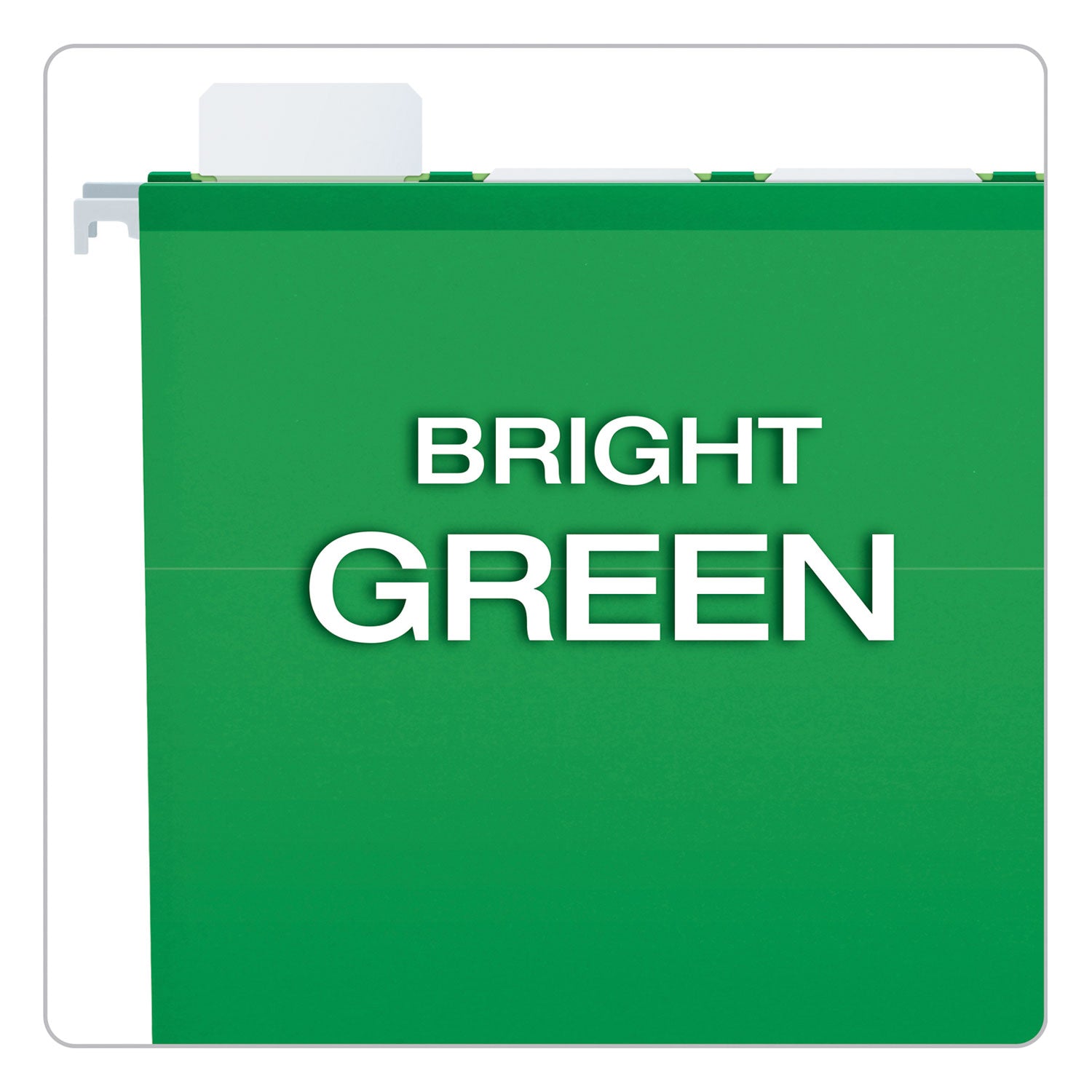 Ready-Tab Colored Reinforced Hanging Folders, Letter Size, 1/5-Cut Tabs, Bright Green, 25/Box - 