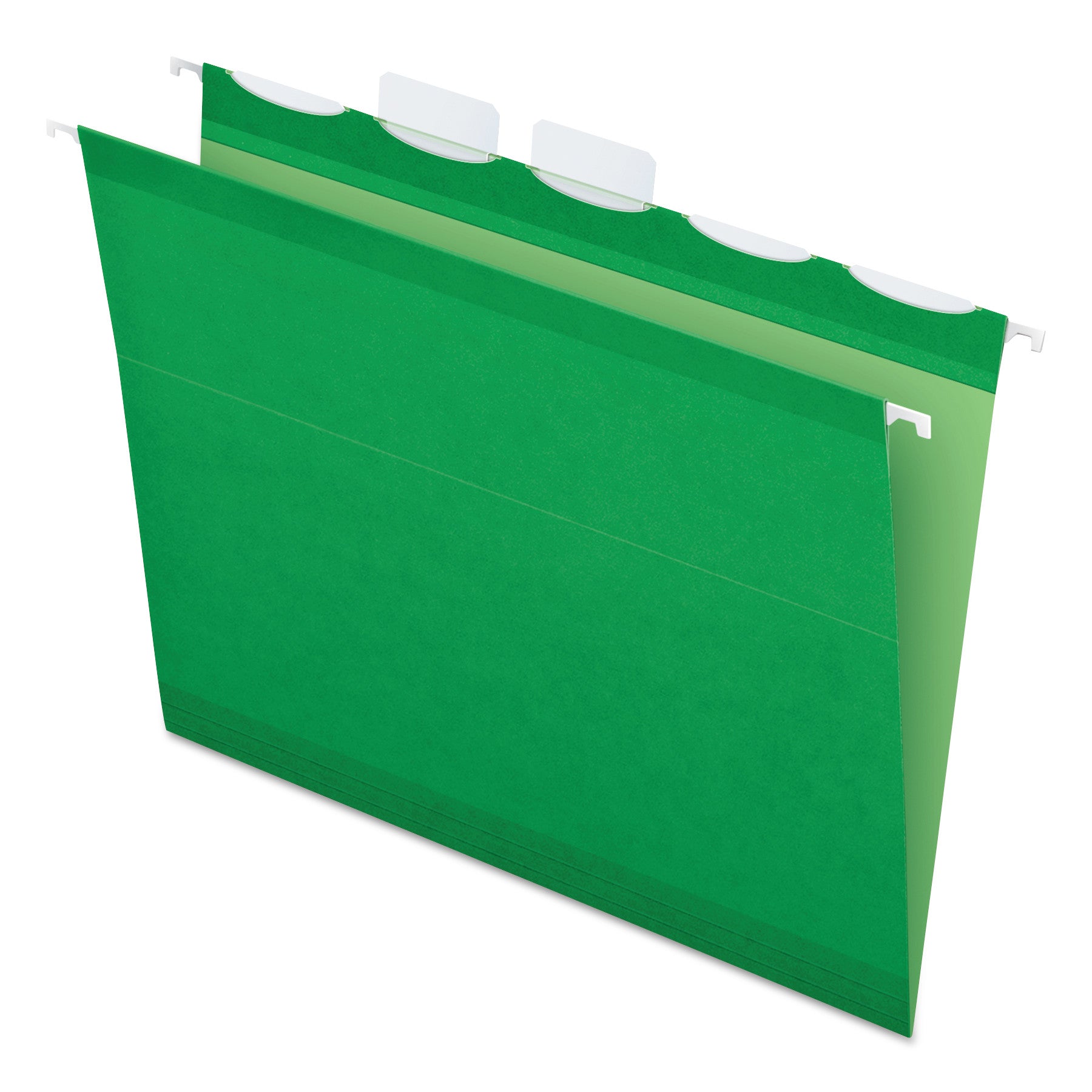 Ready-Tab Colored Reinforced Hanging Folders, Letter Size, 1/5-Cut Tabs, Bright Green, 25/Box - 