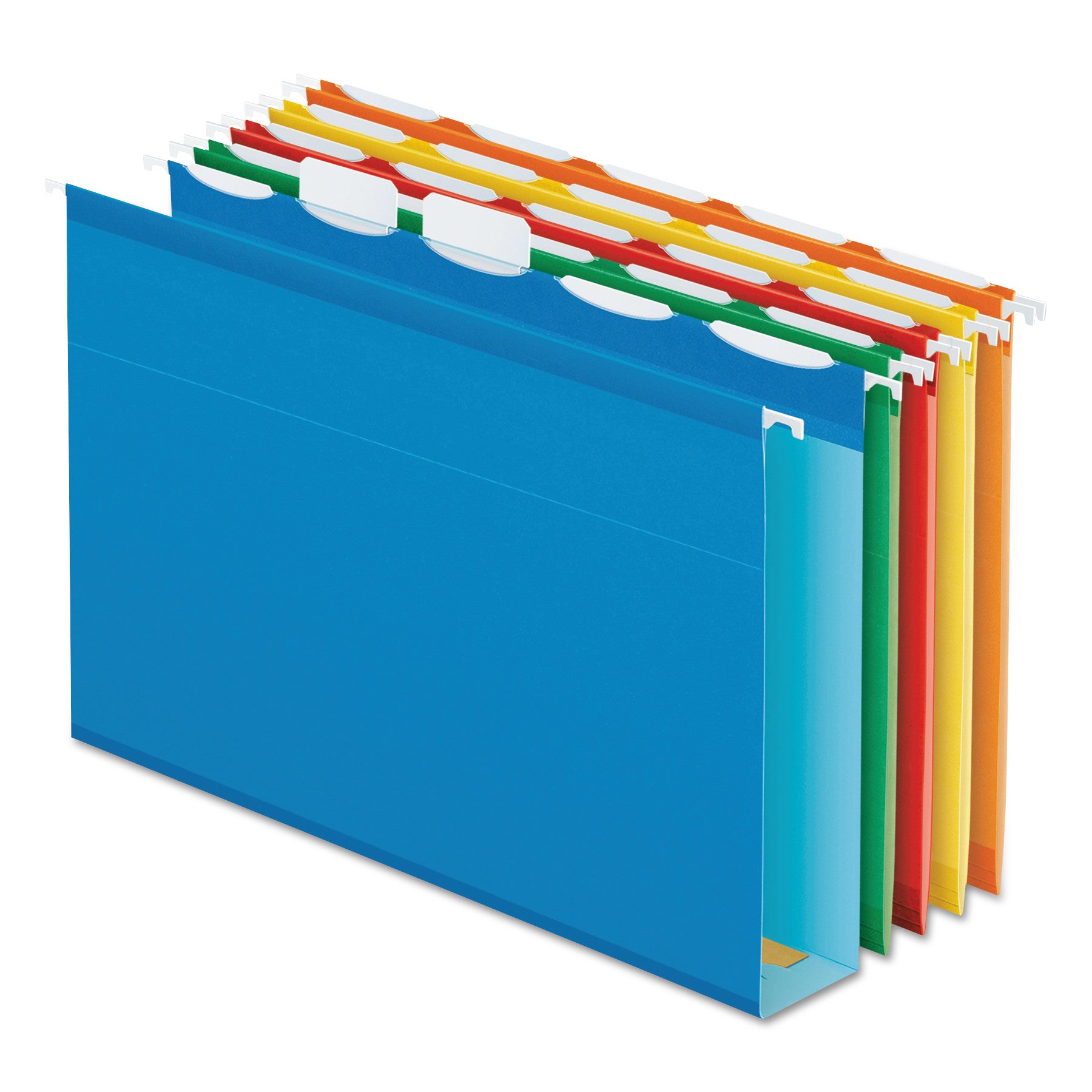 Ready-Tab Extra Capacity Reinforced Colored Hanging Folders, Letter Size, 1/5-Cut Tabs, Assorted Colors, 20/Box - 