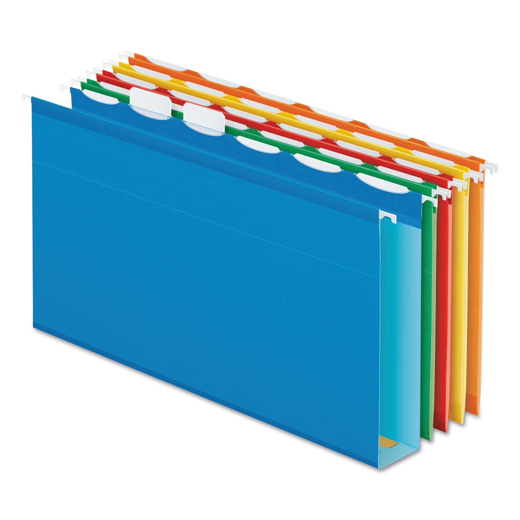 Ready-Tab Extra Capacity Reinforced Colored Hanging Folders, Legal Size, 1/6-Cut Tabs, Assorted Colors, 20/Box - 