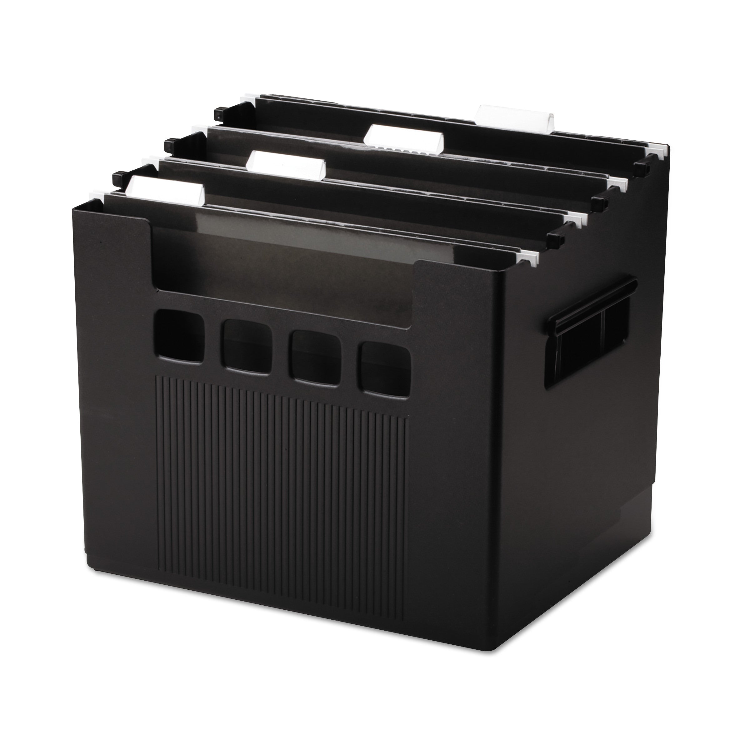 Portable Desktop File With Hanging Folders, Letter Size, 10" Long, Black - 