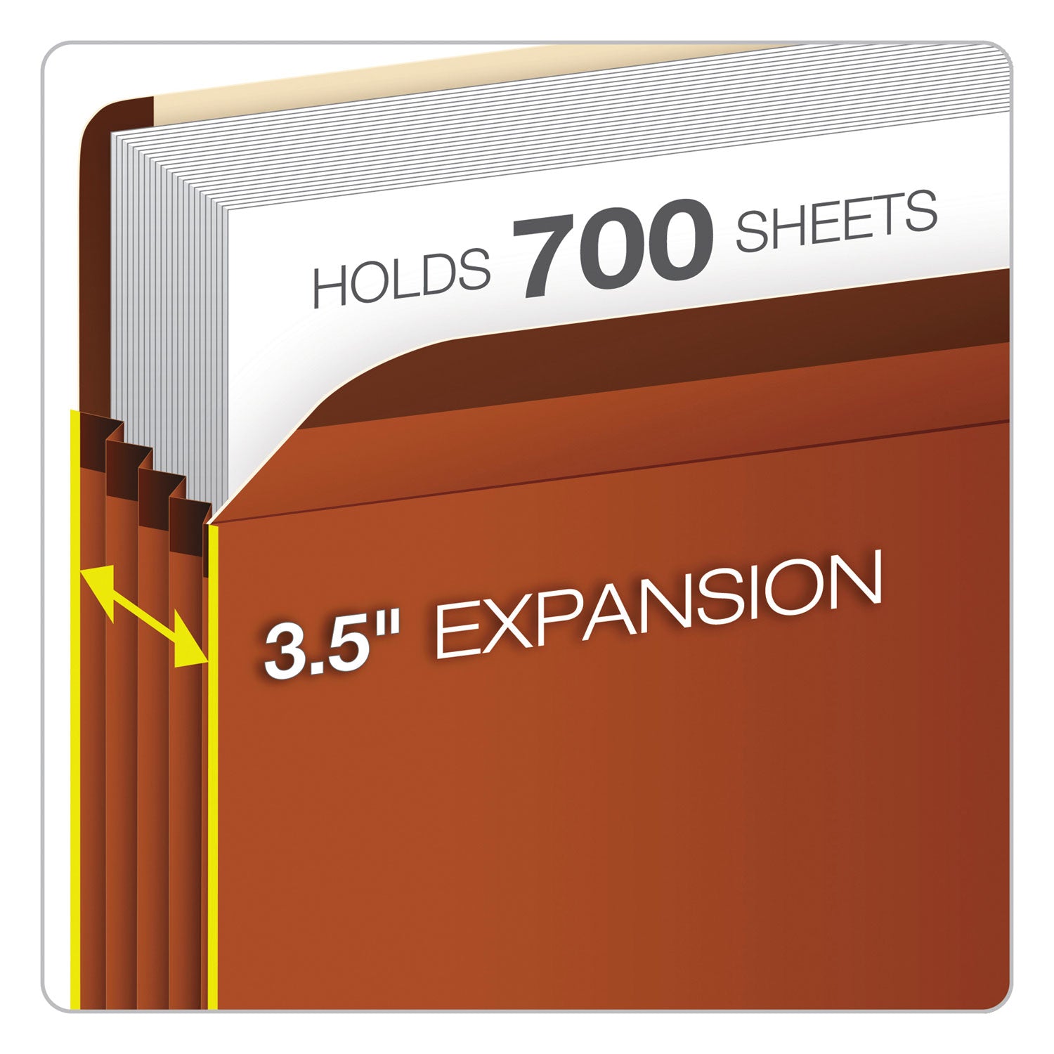 Premium Reinforced Expanding File Pockets, 3.5" Expansion, Legal Size, Red Fiber, 10/Box - 