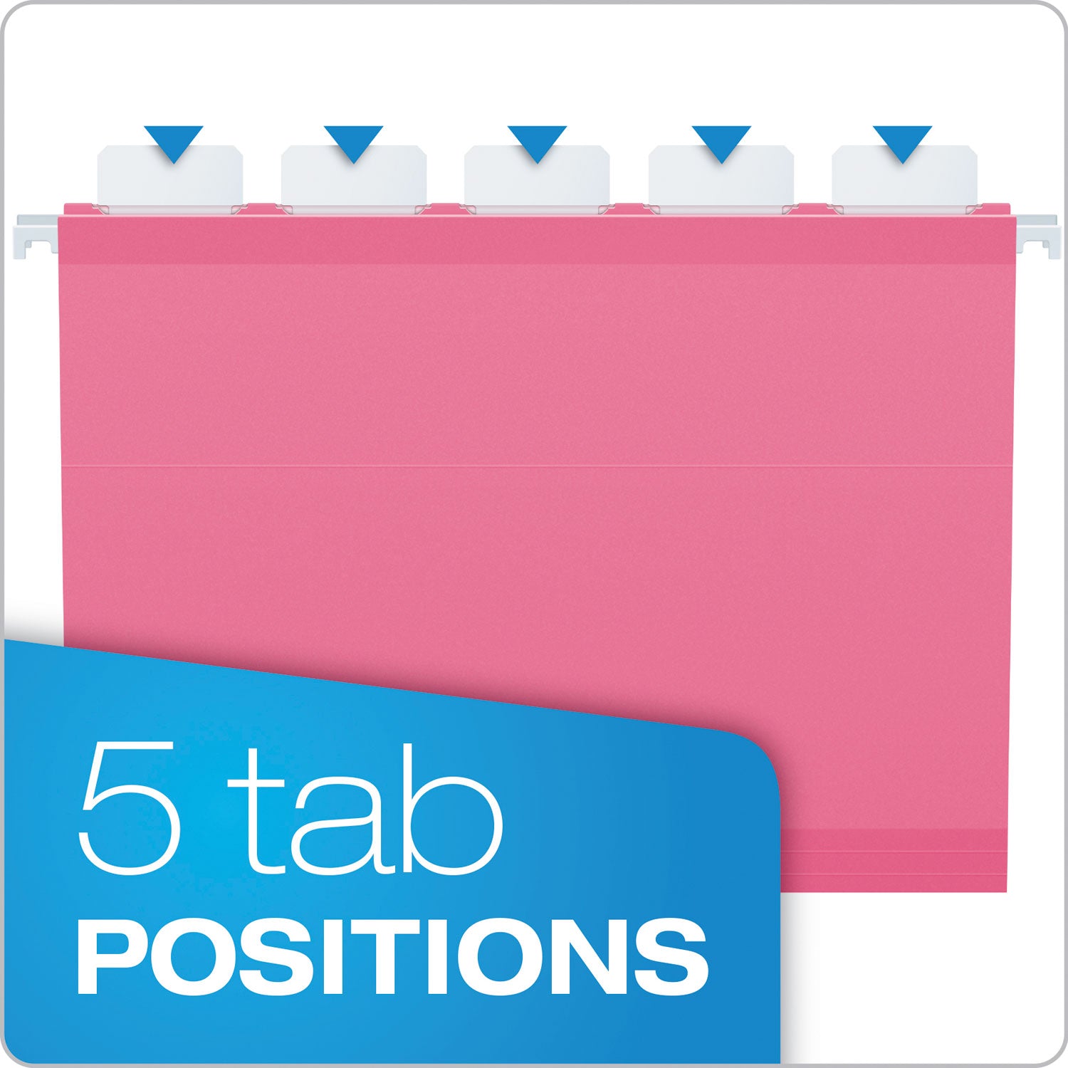 Ready-Tab Colored Reinforced Hanging Folders, Letter Size, 1/5-Cut Tabs, Pink, 20/Box - 