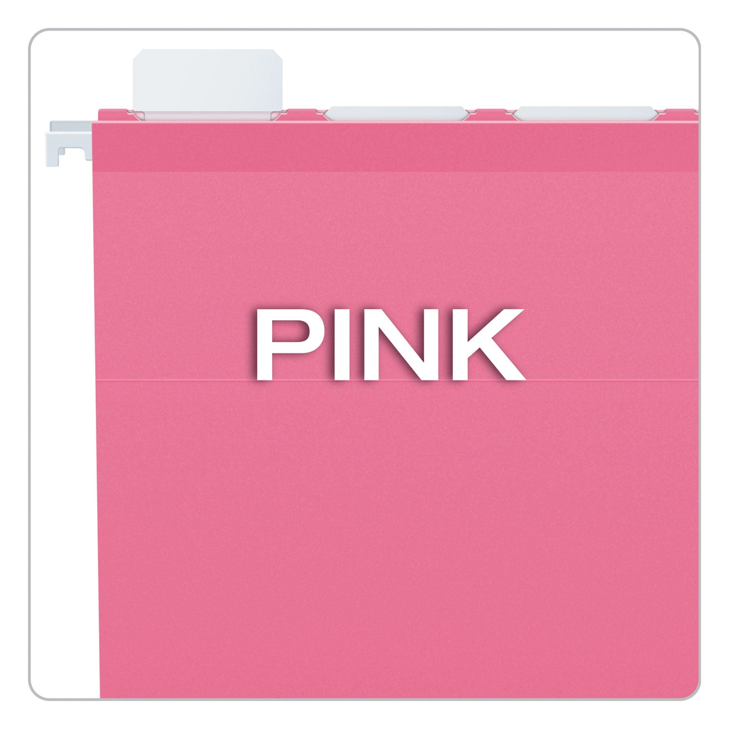 Ready-Tab Colored Reinforced Hanging Folders, Letter Size, 1/5-Cut Tabs, Pink, 20/Box - 