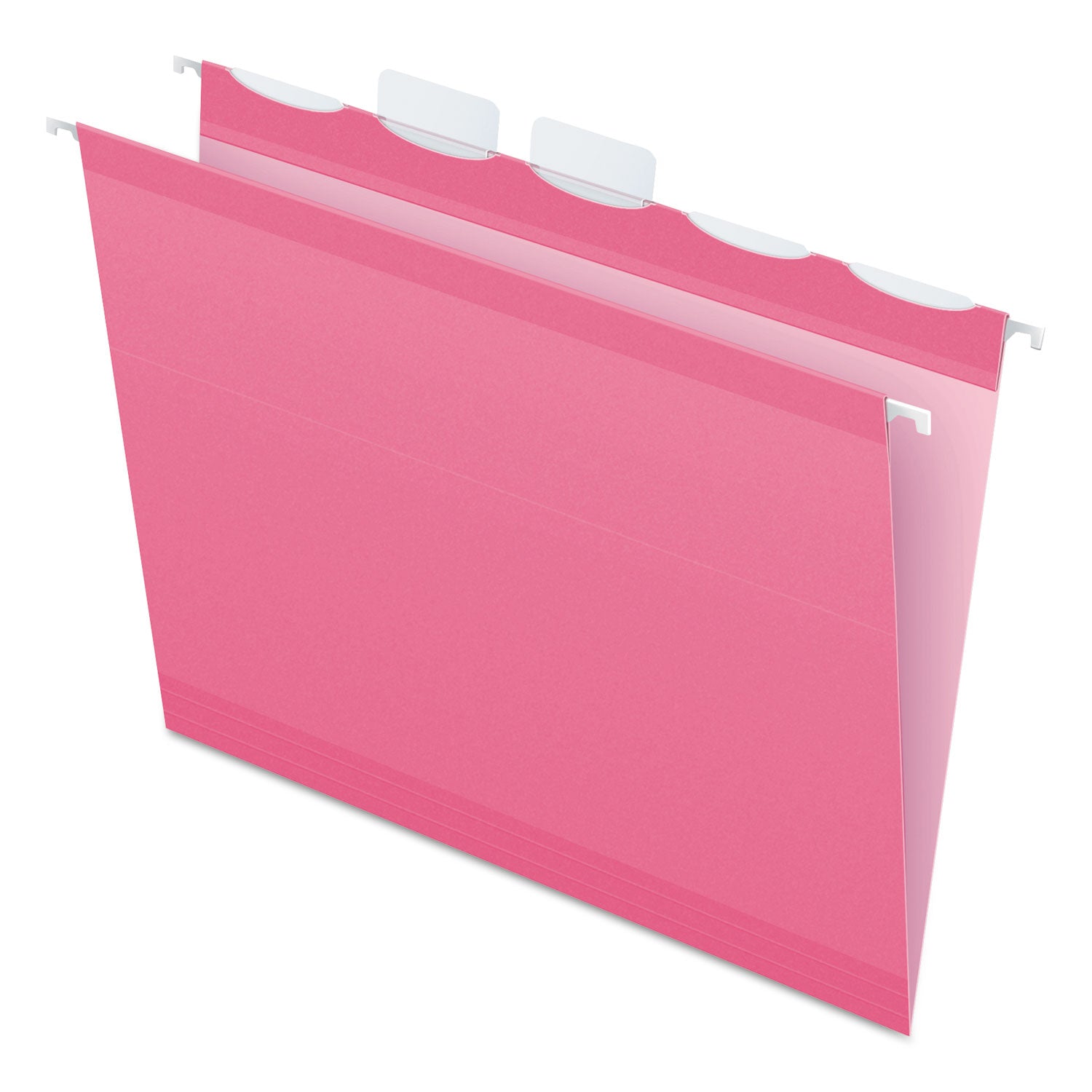 Ready-Tab Colored Reinforced Hanging Folders, Letter Size, 1/5-Cut Tabs, Pink, 20/Box - 