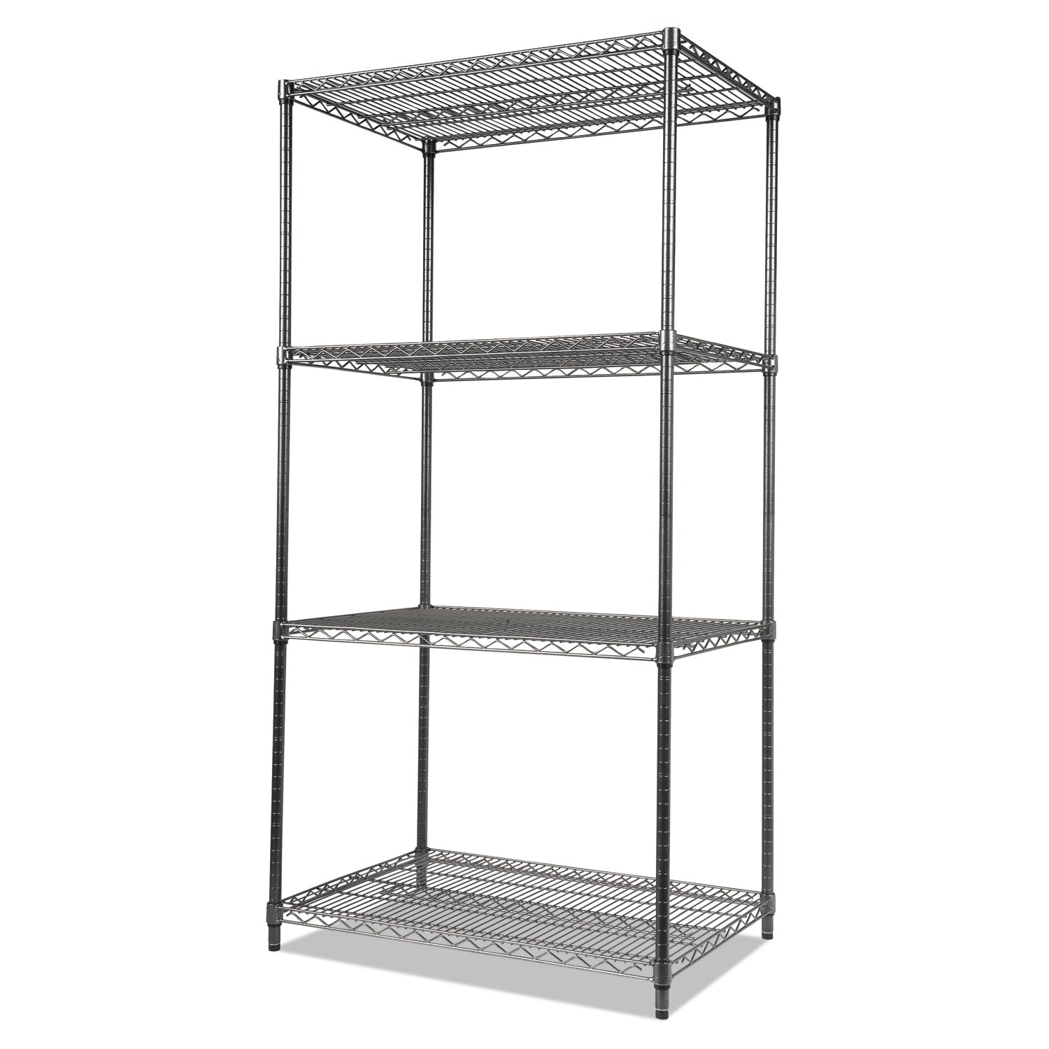 Wire Shelving Starter Kit, Four-Shelf, 36w x 18d x 72h, Black Anthracite - 