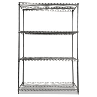 Wire Shelving Starter Kit, Four-Shelf, 48w x 24d x 72h, Black Anthracite