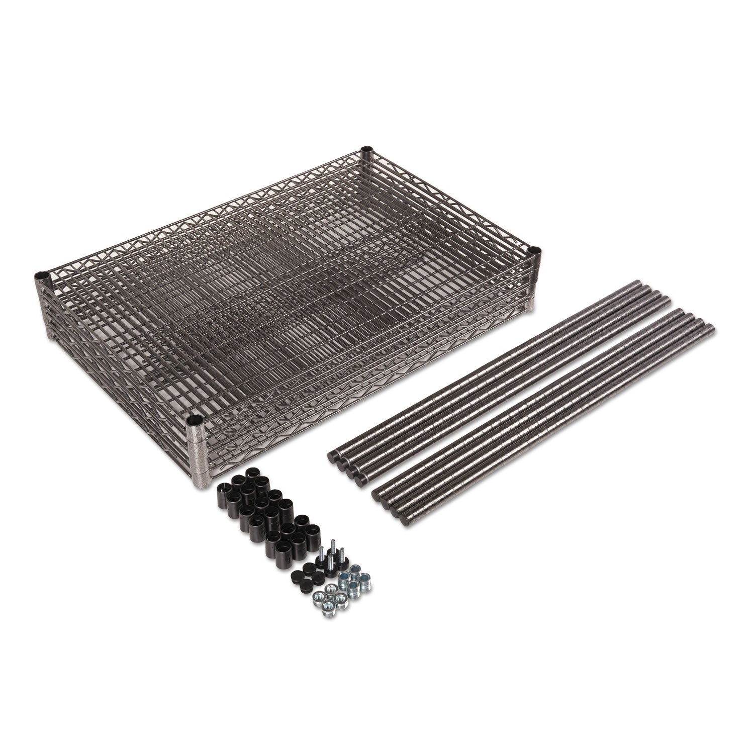 Wire Shelving Starter Kit, Four-Shelf, 36w x 24d x 72h, Black Anthracite - 
