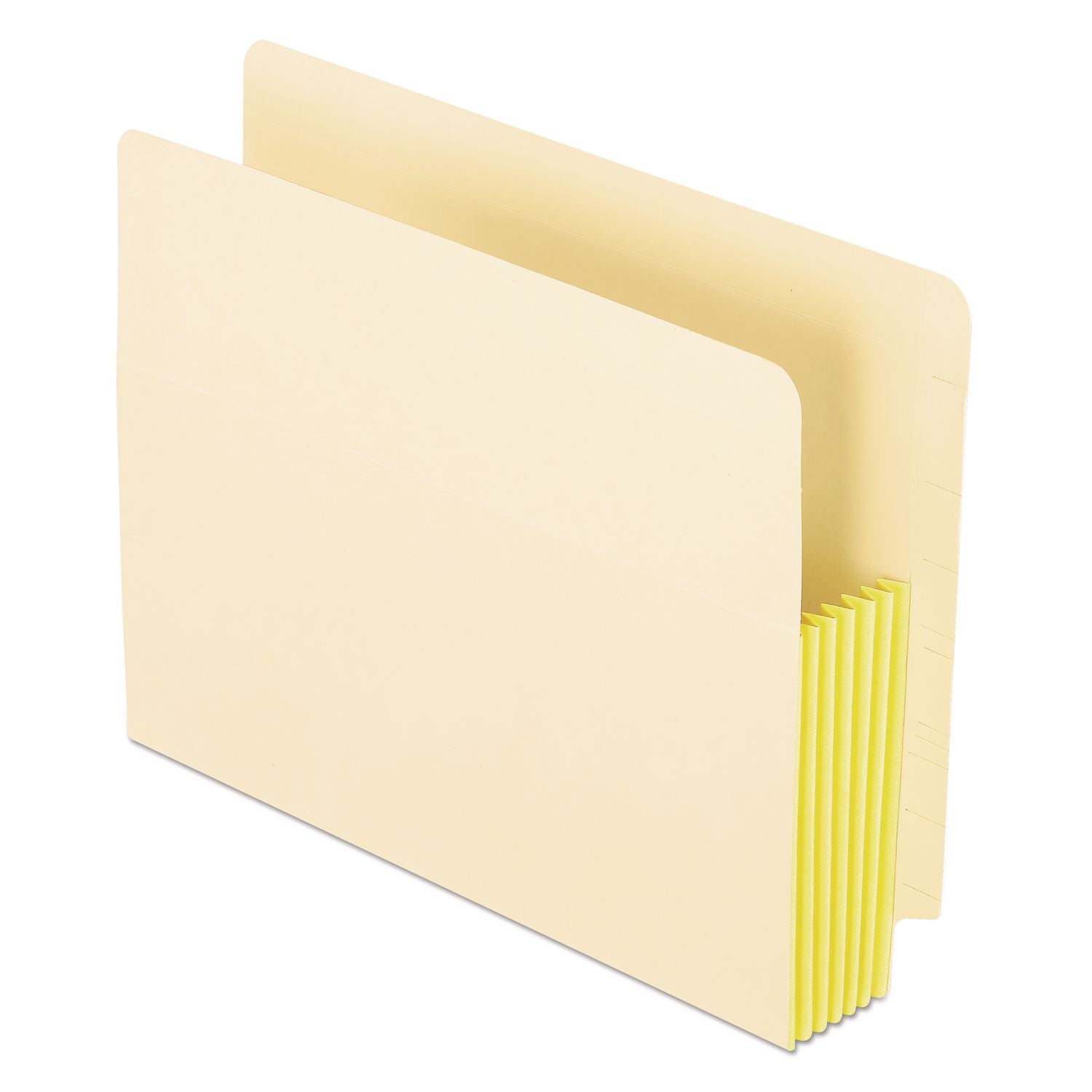 Manila Drop Front Shelf File Pockets with Rip-Proof-Tape Gusset Top, 5.25" Expansion, Letter Size, Manila, 10/Box