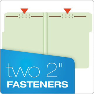 Heavy-Duty Pressboard Folders with Embossed Fasteners, 1/3-Cut Tabs, 1" Expansion, 2 Fasteners, Letter Size, Green, 25/Box