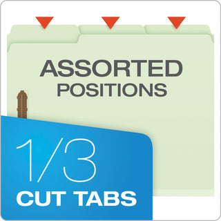 Heavy-Duty Pressboard Folders with Embossed Fasteners, 1/3-Cut Tabs, 2" Expansion, 2 Fasteners, Letter Size, Green, 25/Box