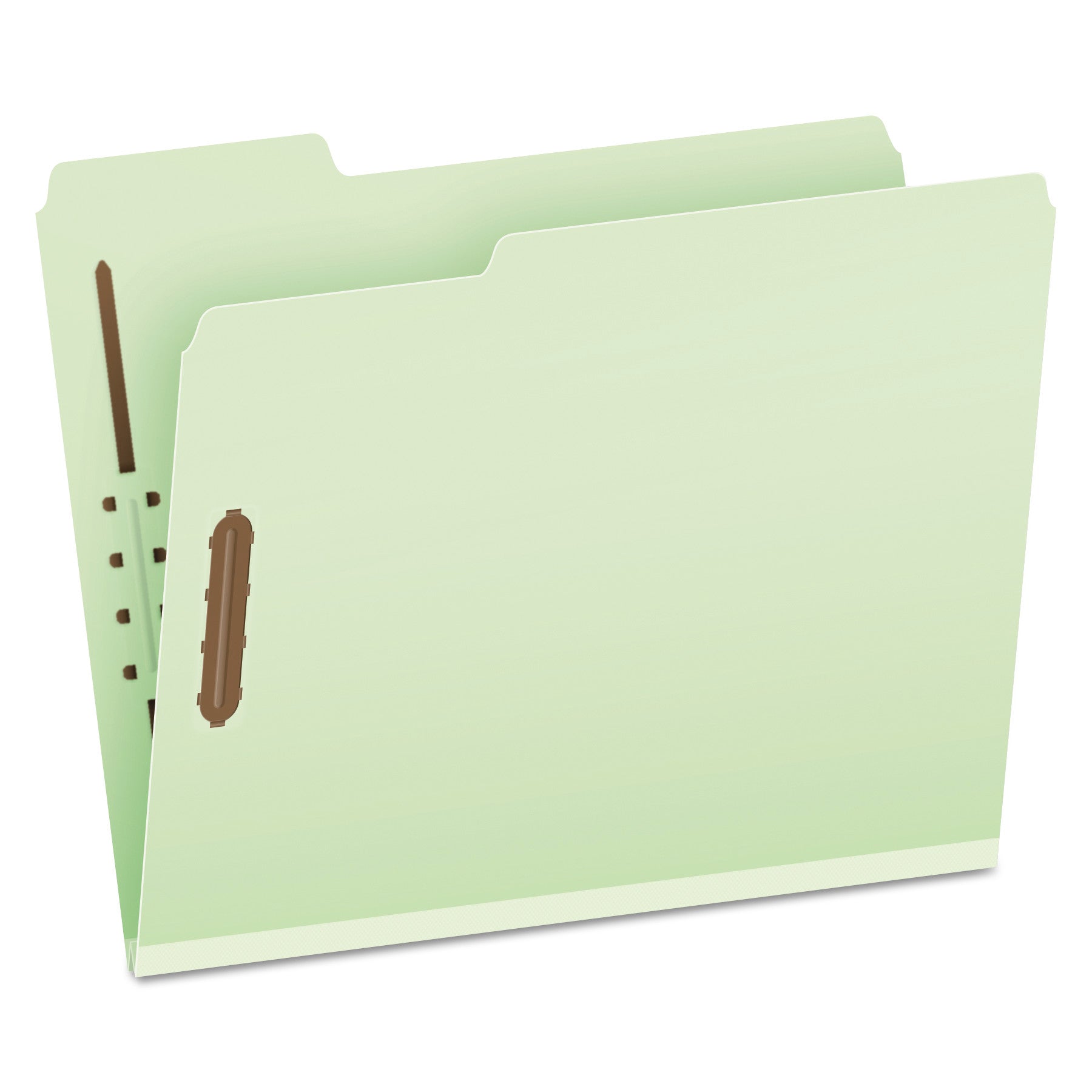 Heavy-Duty Pressboard Folders with Embossed Fasteners, 1/3-Cut Tabs, 1" Expansion, 2 Fasteners, Letter Size, Green, 25/Box - 