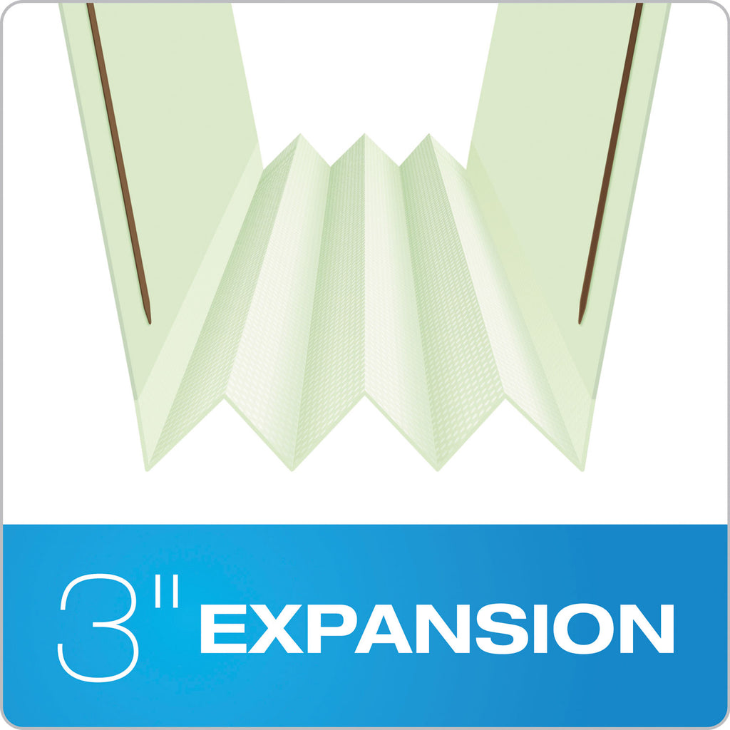Heavy-Duty Pressboard Folders with Embossed Fasteners, 1/3-Cut Tabs, 3" Expansion, 2 Fasteners, Legal Size, Green, 25/Box
