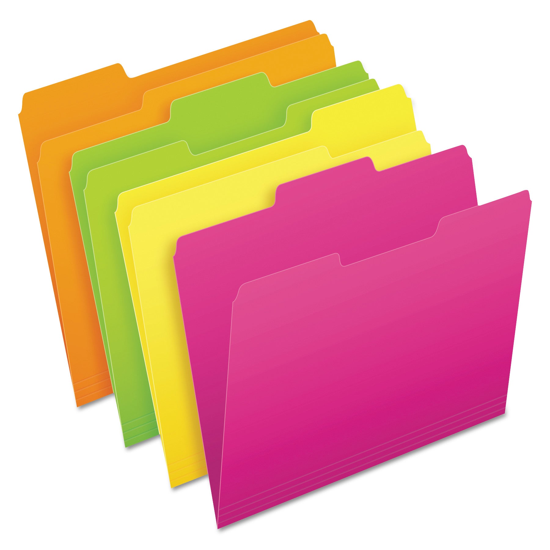 Glow File Folders, 1/3-Cut Tabs: Assorted, Letter Size, 0.75" Expansion, Assorted Colors, 24/Pack - 