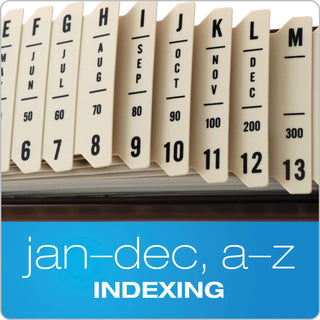 General Purpose Indexed Sorter, 31 Dividers, Alpha/Numeric/Month/Date/Day Index, Letter Size, Brown Frame