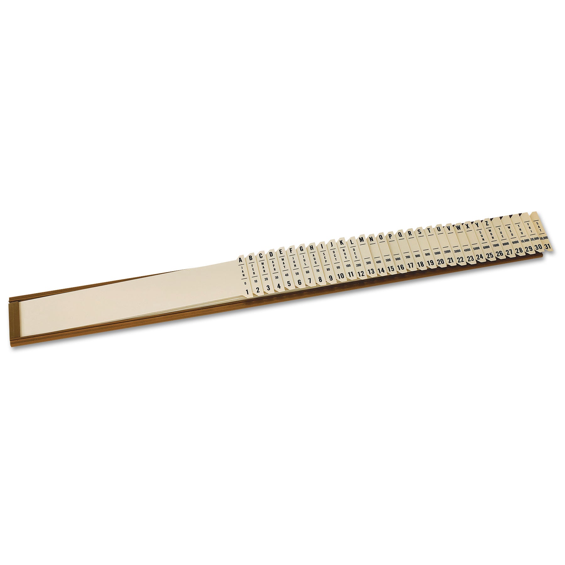 General Purpose Indexed Sorter, 31 Dividers, Alpha/Numeric/Month/Date/Day Index, Letter Size, Brown Frame