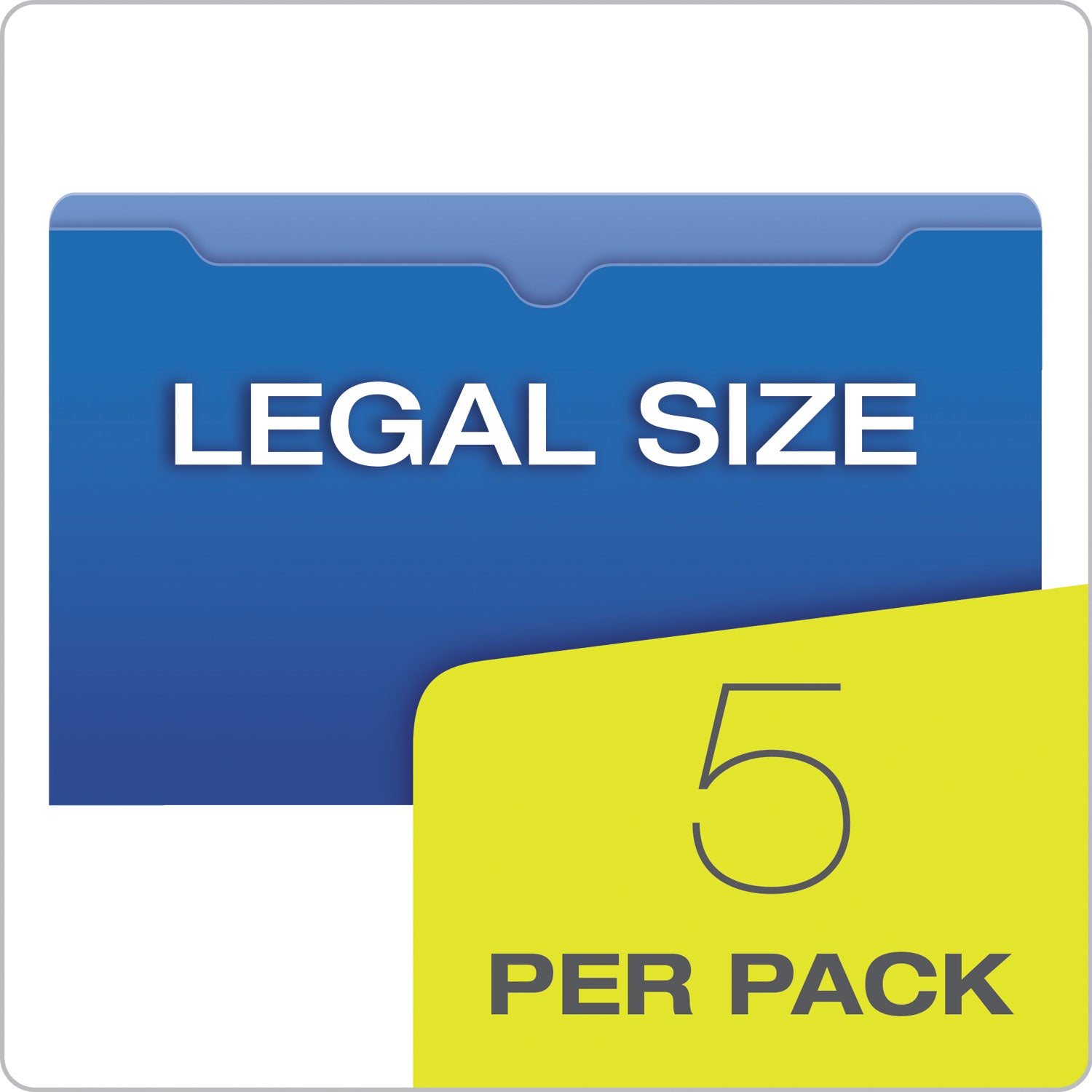 Poly File Jackets, Straight Tab, Legal Size, Assorted Colors, 5/Pack - 