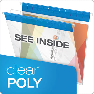 Poly Hanging Folders, Letter Size, 1/5-Cut Tabs, Assorted Colors, 25/Box - 