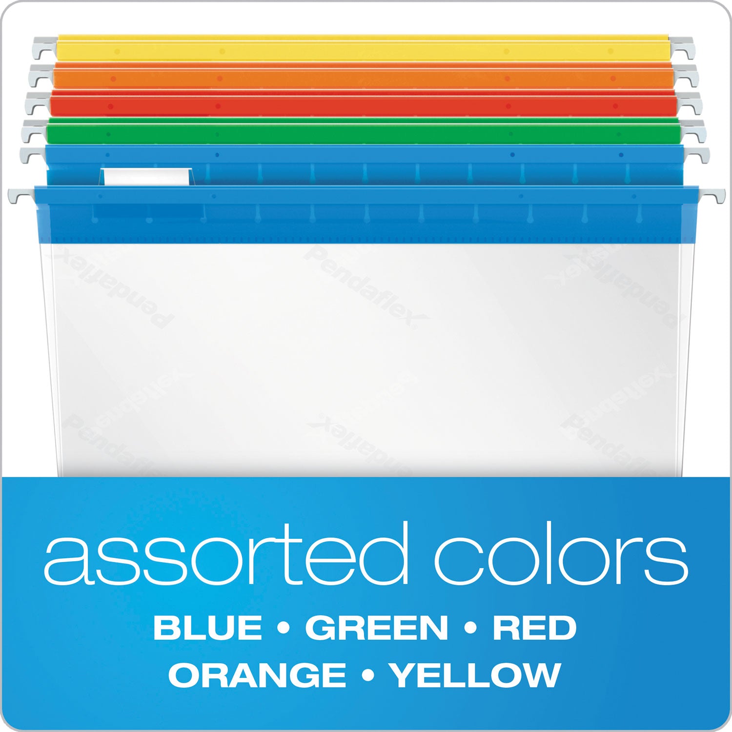 Poly Hanging Folders, Letter Size, 1/5-Cut Tabs, Assorted Colors, 25/Box