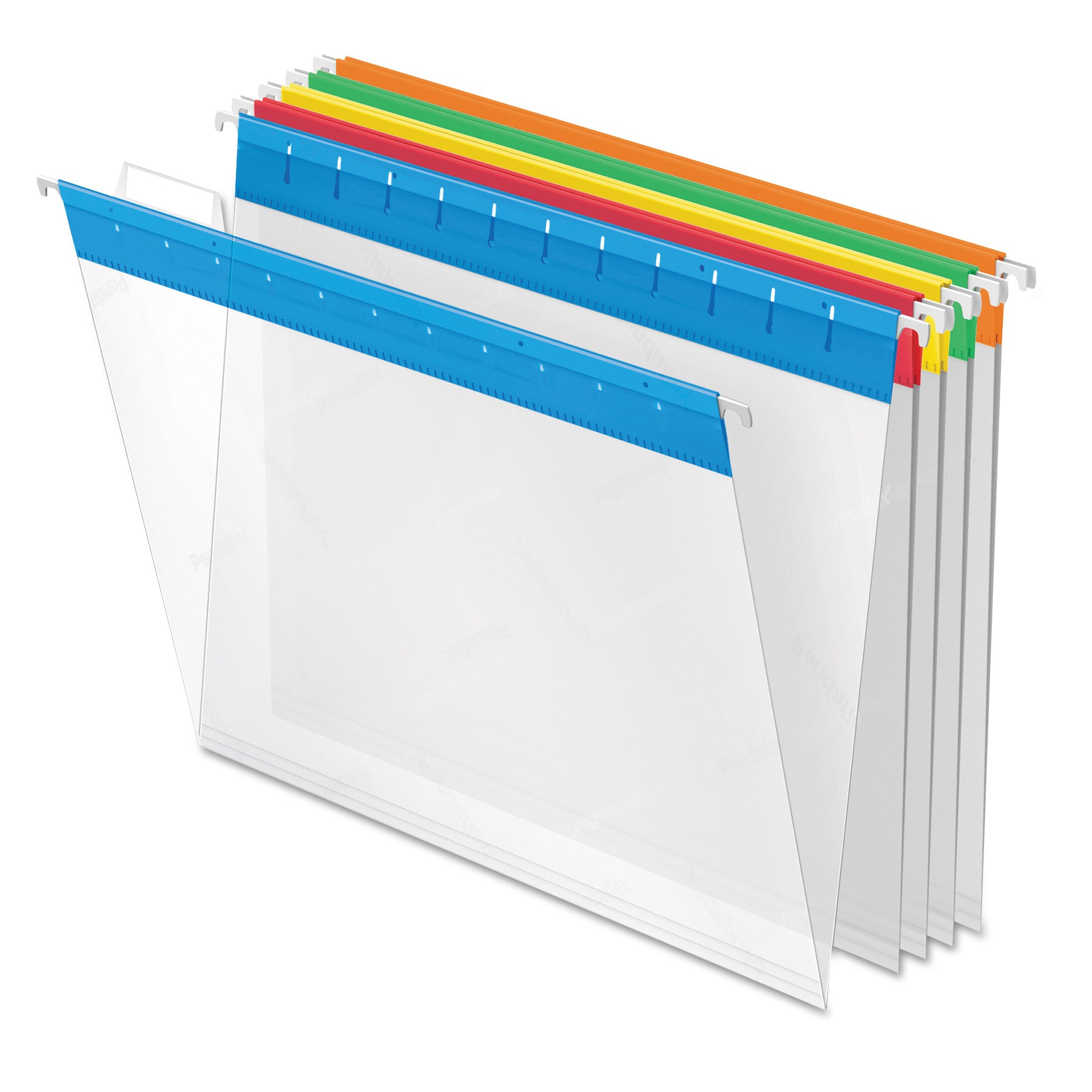Poly Hanging Folders, Letter Size, 1/5-Cut Tabs, Assorted Colors, 25/Box - 