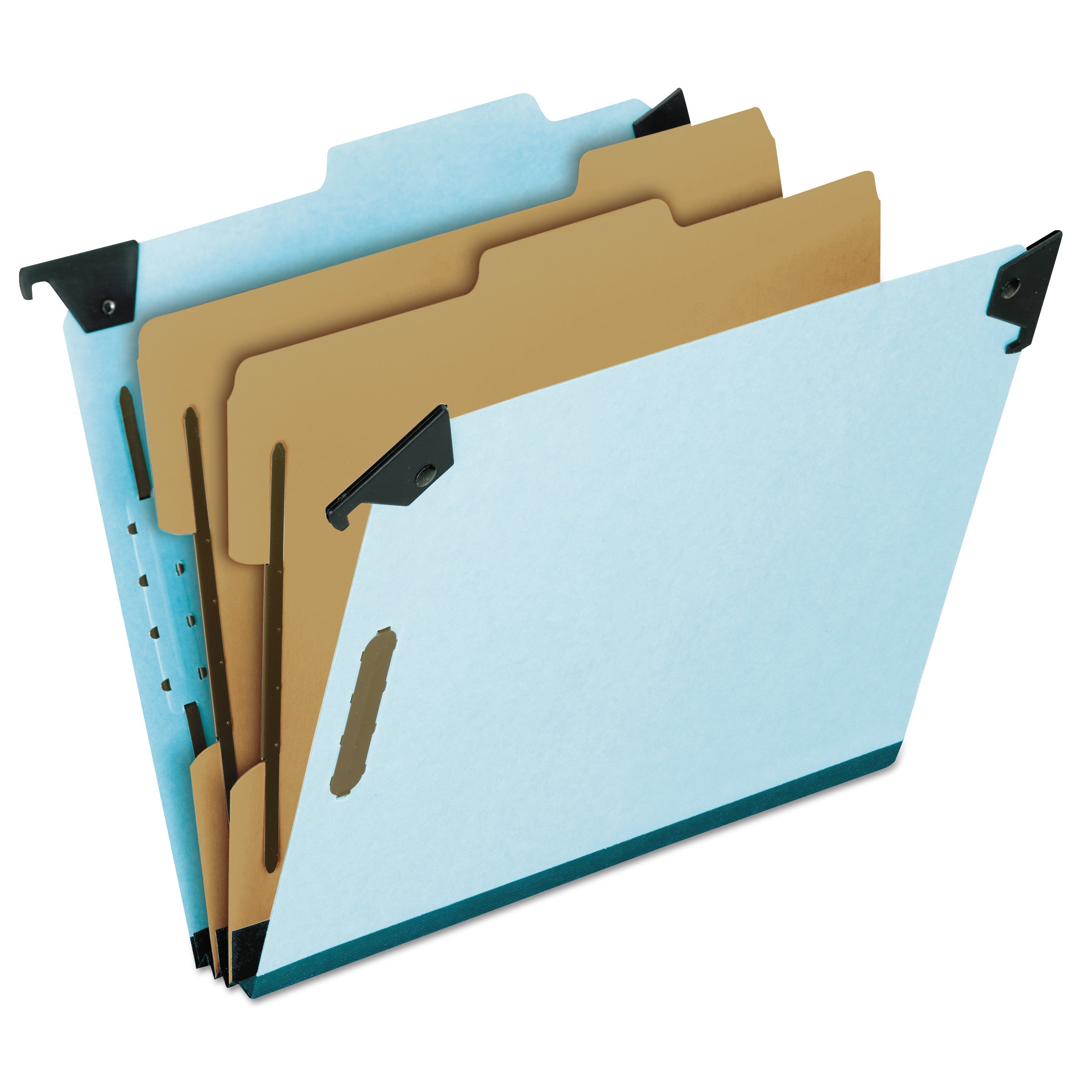 Hanging Classification Folders with Dividers, Letter Size, 2 Dividers, 2/5-Cut Exterior Tabs, Blue - 