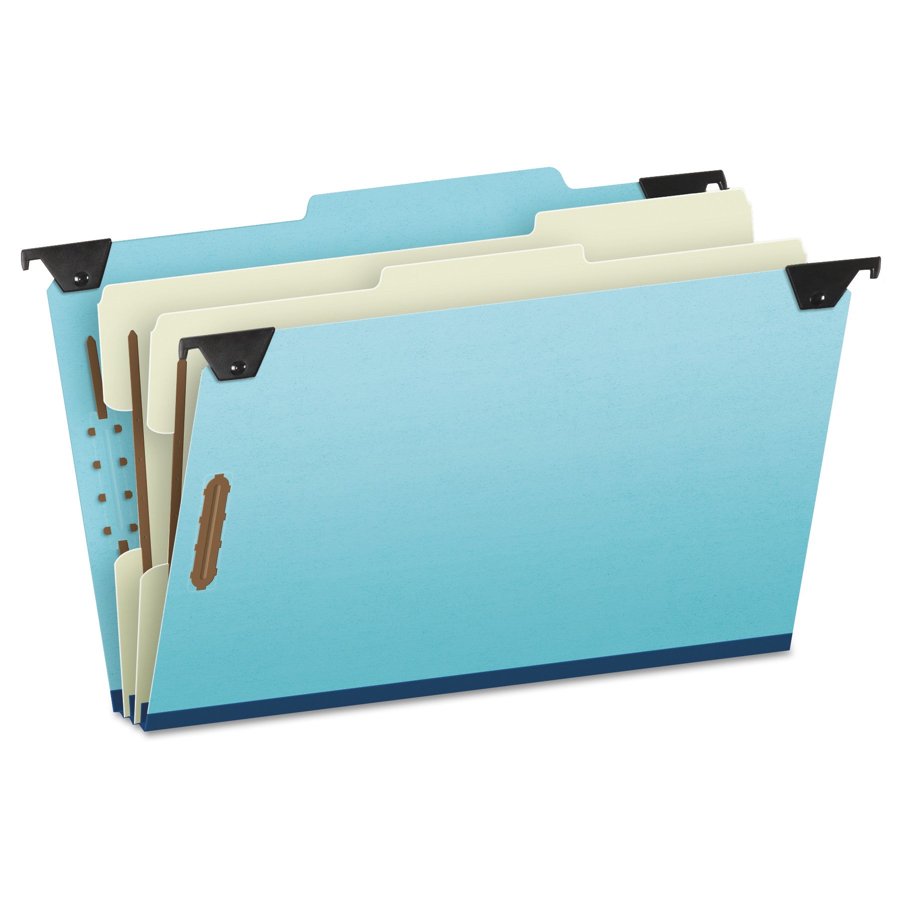 Hanging Classification Folders with Dividers, Legal Size, 2 Dividers, 2/5-Cut Exterior Tabs, Blue - 