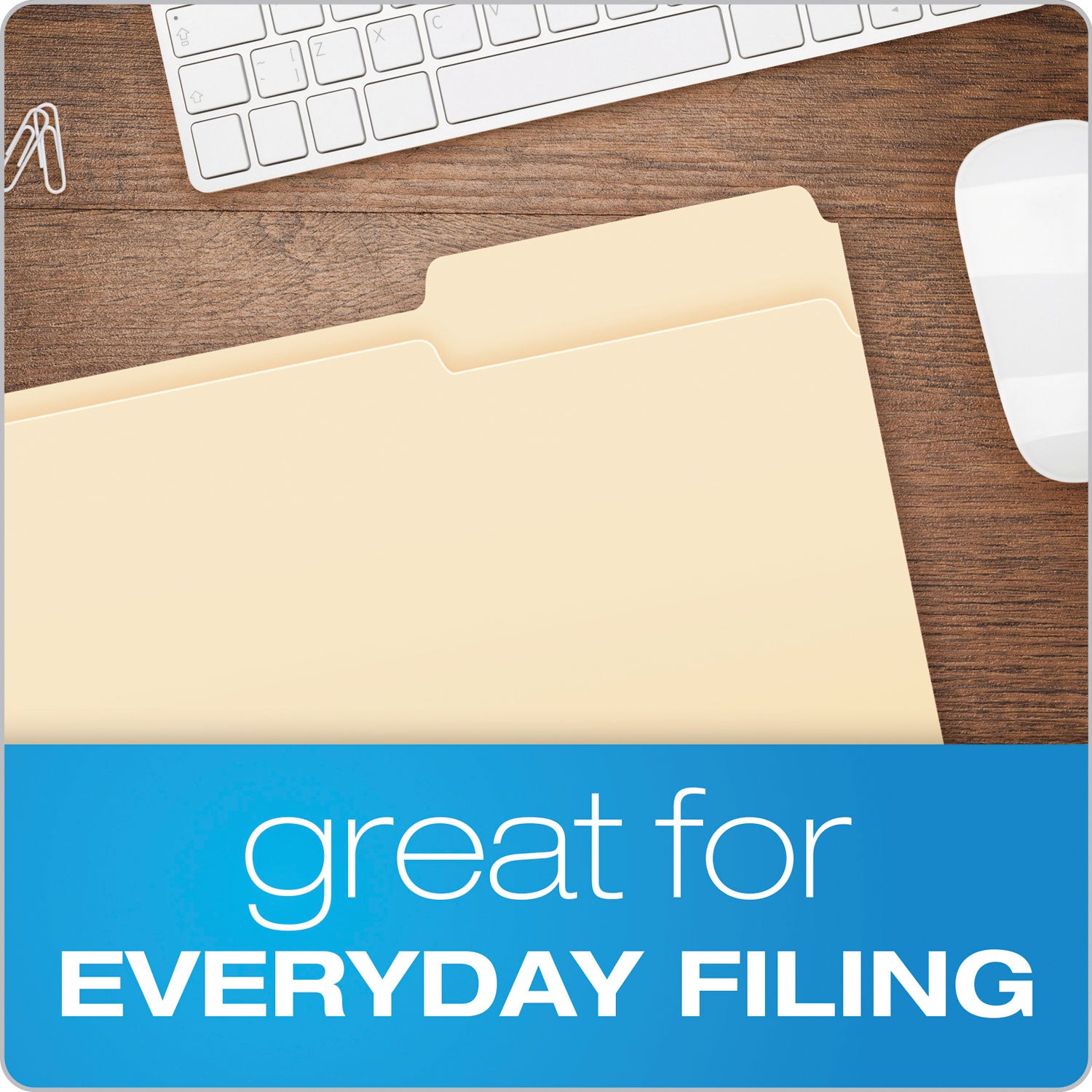 Manila File Folders, 1/3-Cut Tabs: Assorted, Legal Size, 0.75" Expansion, Manila, 100/Box