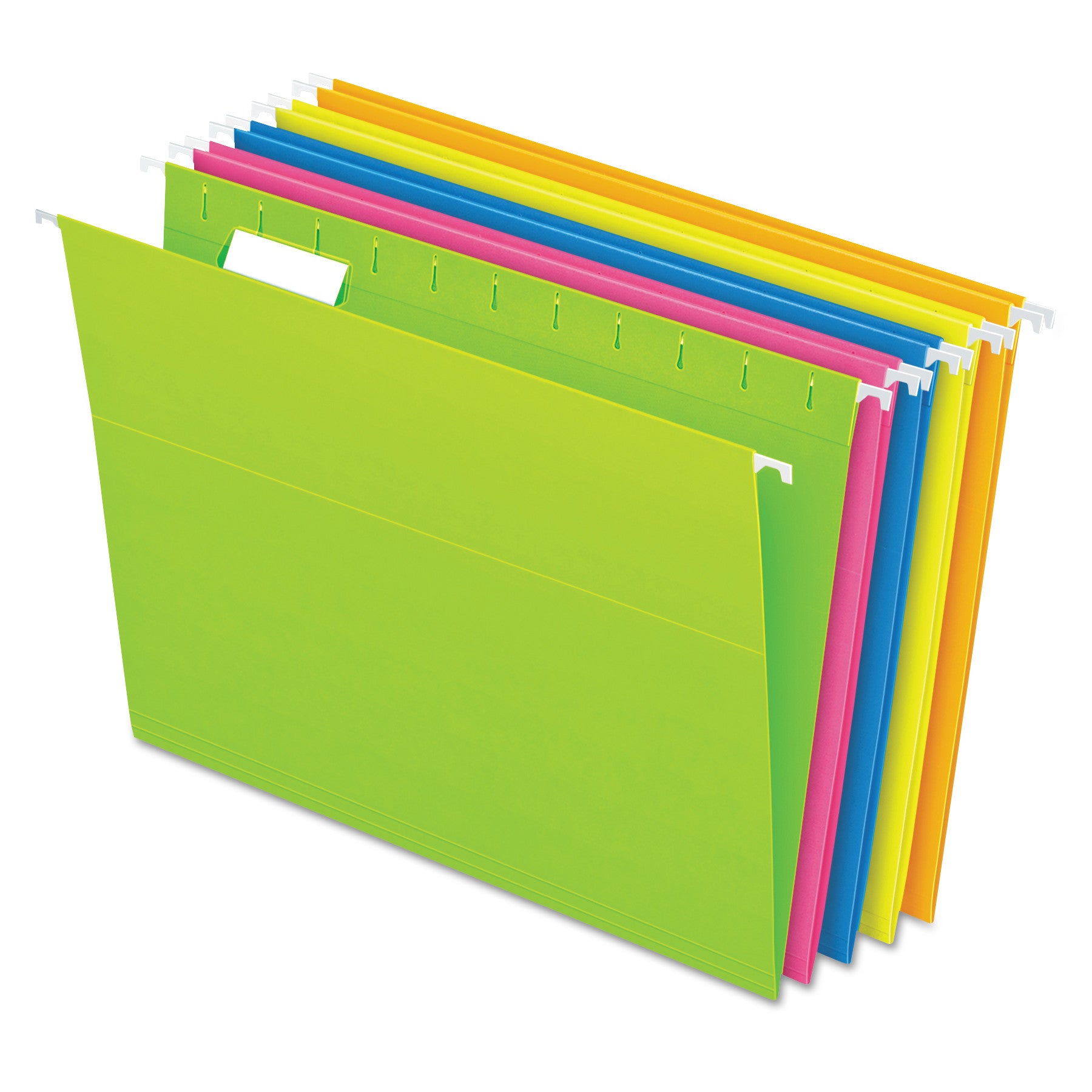 Glow Hanging File Folders, Letter Size, 1/5-Cut Tabs, Assorted Colors, 25/Box - 