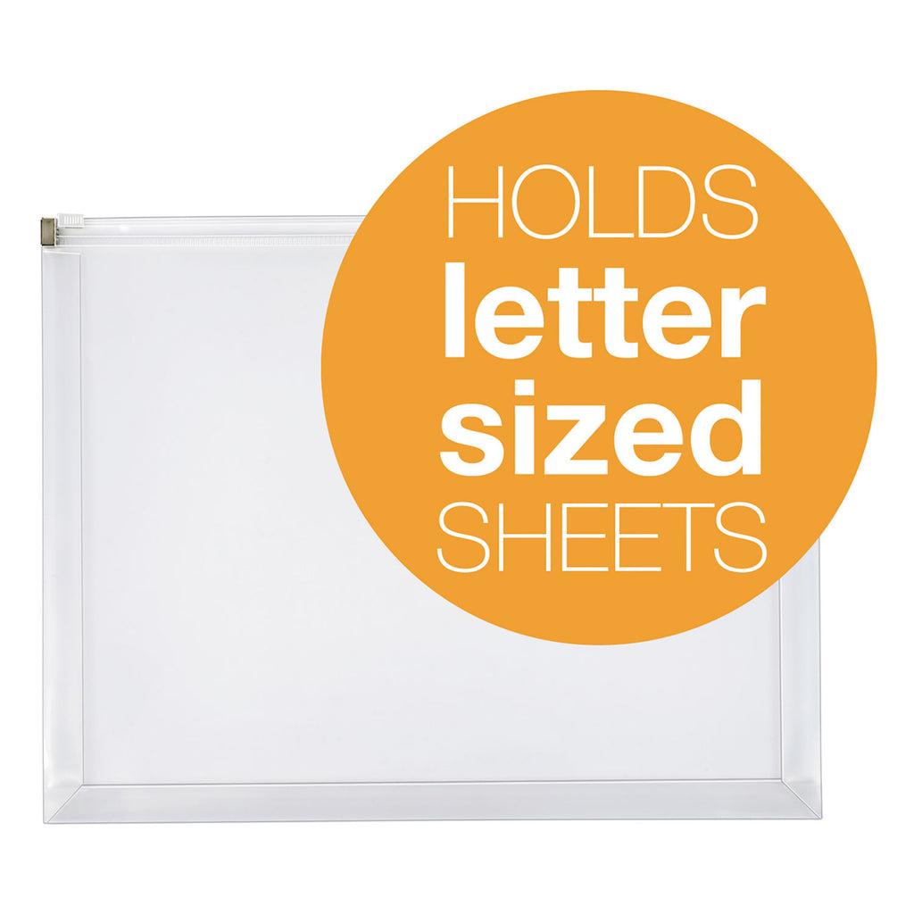 Poly Zip Envelope, Zipper Closure, 10 x 13, Clear, 5/Pack
