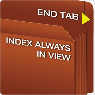 Heavy-Duty End Tab File Pockets, 3.5" Expansion, Legal Size, Red Fiber, 10/Box