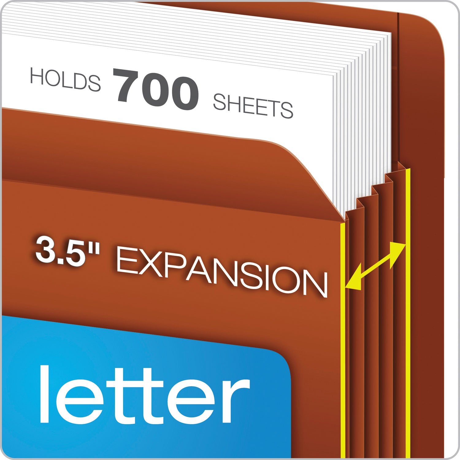 Heavy-Duty End Tab File Pockets, 3.5" Expansion, Legal Size, Red Fiber, 10/Box