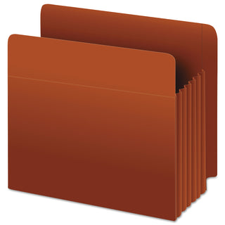 Heavy-Duty End Tab File Pockets, 5.25" Expansion, Letter Size, Red Fiber, 10/Box