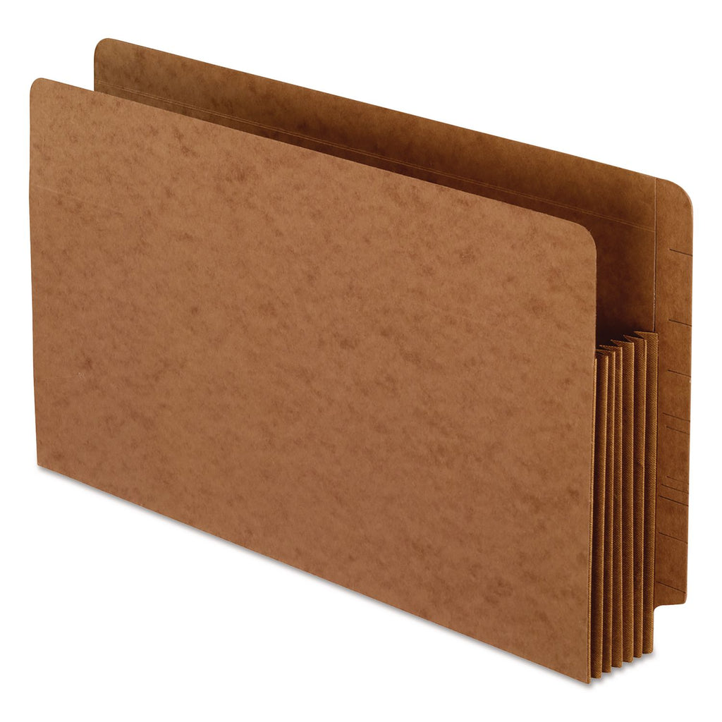 Heavy-Duty End Tab File Pockets, 5.25" Expansion, Legal Size, Red Fiber, 10/Box