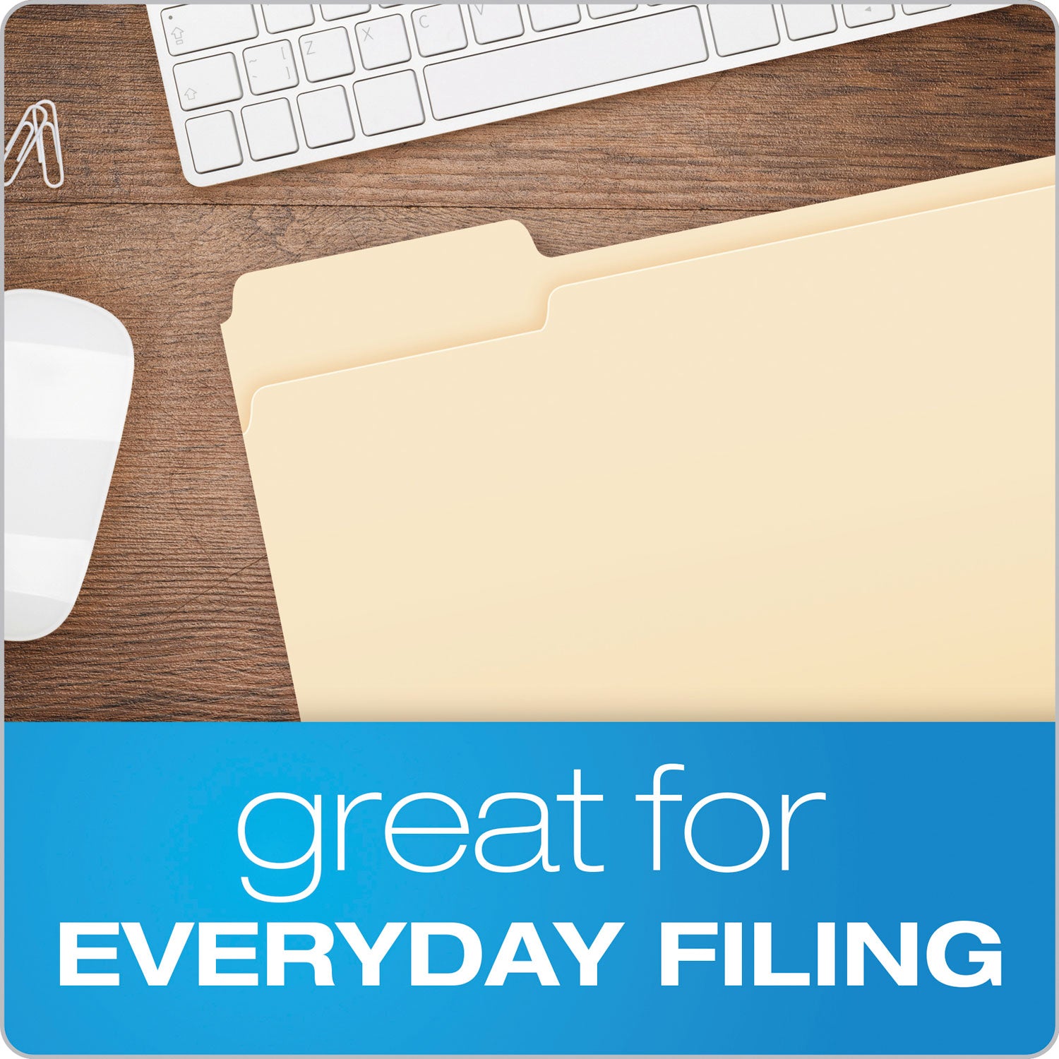 Manila File Folders, 1/3-Cut Tabs: Assorted, Letter Size, 0.75" Expansion, Manila, 100/Box