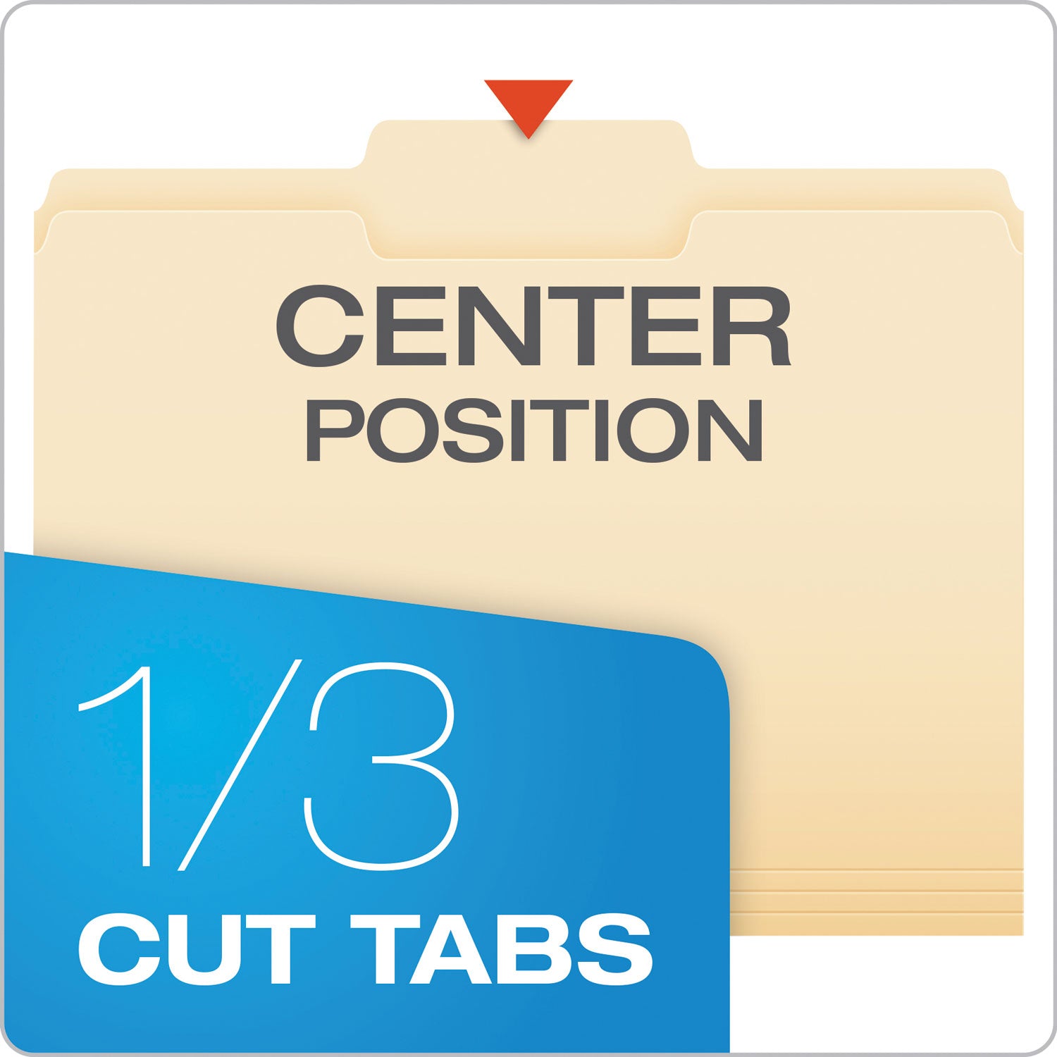 Manila File Folders, 1/3-Cut Tabs: Center Position, Letter Size, 0.75" Expansion, Manila, 100/Box - 